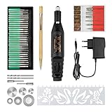 SuMile Grabador eléctrico para tallar cristal, madera, metal, piedra, plástico, cerámica, con 52 accesorios y 32 plantillas de grabado