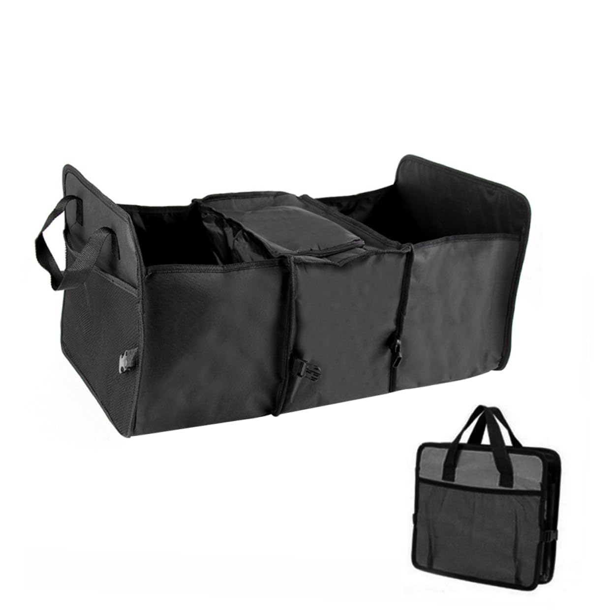 SHERCHPRY 3piezas Organizador De Maletero De Coche Caja De Almacenamiento Multipropósito Negro Diseño De Asas y Estructura Firme Para Mantener Tu Vehículo Limpio y Ordenado