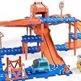 Puzzle Race Car Track Set for Kids, DIY STEM Building Toys for Toddler Boys Girls 3-8, Birthday Gifts for Toddler Boys & Girls 4-6 Year Old