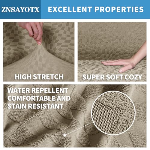 Image of 2026 Sofa Recliner Cover 5-Piece (69 inch-91 inch) Super Soft Recliner Couch Covers with Big Pocket & Anti Slip Ties Stay in Place, Stretch Lazy Boy Reclining Couch Sofa Slipcover Durable Washable, Khaki