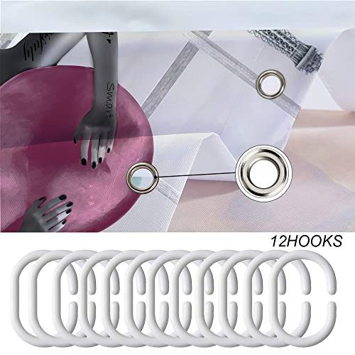 Miyotaa MIY-D4WZ-KOLC African American Black Girl Modern Shower Curtain Set 60Wx71H Inches Sexy Fashion Paris Eiffel Tower High Heels Pink Gray Polyester Waterproof Cloth Bathroom Curtain thumb #6