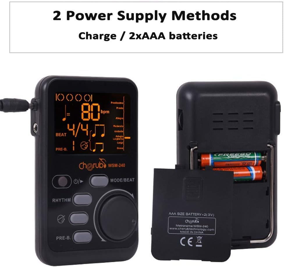 Multi-fution Cyfrowy Tuner Metronomu Generator Tonów Mini Metronom Przenośna Elektroniczna Bateria Metronomu Lub Usb Akumulator Do Pianina Skrzypce Gitara Trap Bęben Running All Umenty, black