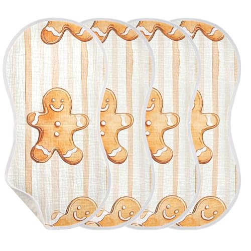 2 Pack Baby Burp Cloths, Soft Absorbent Burping Cloths for Babies, Cotton Milk Spit Up Rags, Large Size for Newborns, Baby Boys and Girls (Gingerbread Cookie Pattern)3