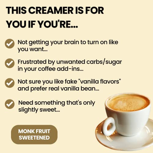 Moontower Superfood Keto Creamer - Mct Oil, Lions Mane, Reishi, Ashwagandha, For Mushroom Coffee, Matcha, Chai, & Smoothies | Gut Health, Functional Powder, Vegan, Dairy Free, Vanilla, 7Oz, 1 Bag #TOP1