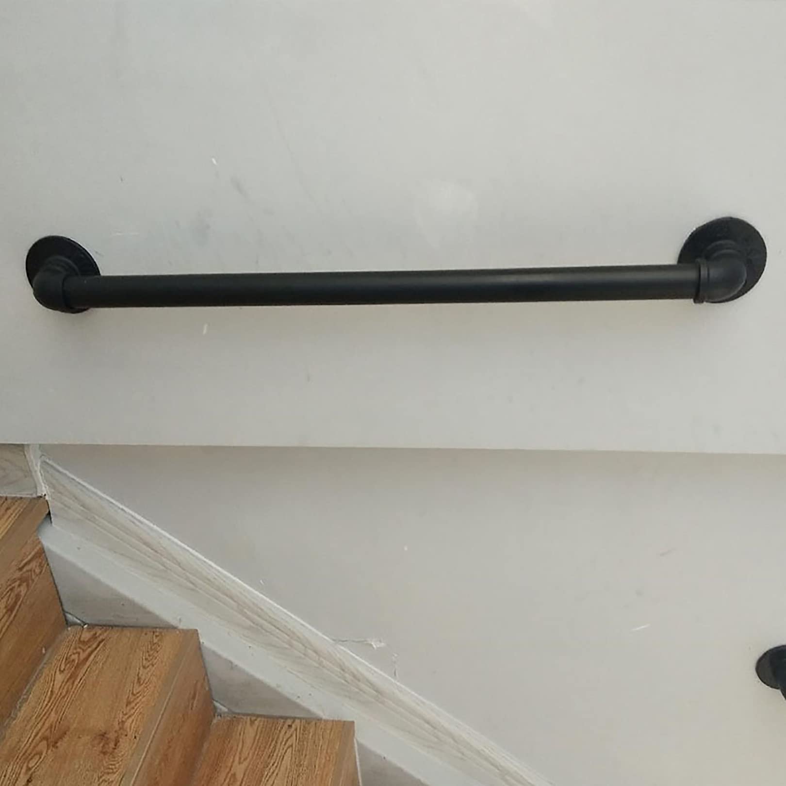 Corrimano In Ferro Per Scale Interne/esterne - Diametro Tubo 3.2 Cm, Lunghezze Da 30 A 150 Cm, Stile Industriale, Nero Opaco