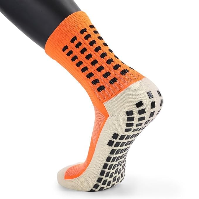Image of Anti Slip Athletic Socks for Men | Pack of 3 Non Slip Grip Dotted Socks for Football, Running, Gym, Cycling & Outdoor Sports | Comfortable Cotton Ankle Socks