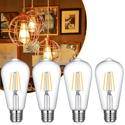 Image of ST19 LED Bulb 6W Equivalent 60W 2700k Warm White 120V, 4 Pack Ivyemons High Output ST19 LED Bulb Dimmable, No Flicker ST 19 E26 Led Bulb with E26 Base,ST 19 LED Edison Light Bulbs for Indoor Lighting.