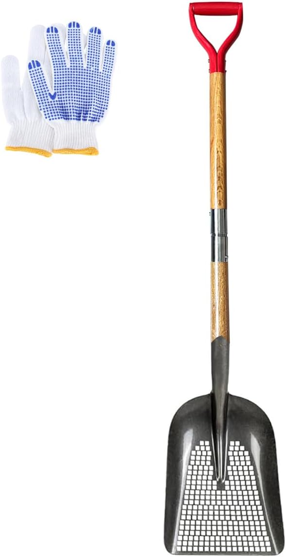Sieve Shovel Sifting Scoop Shovel Steel Sand Sifter for Beach Fun or Farm Chicken Coop Goat Stall Sand Poop Cleaning Dipper Digger Sifter Transfer Shovel