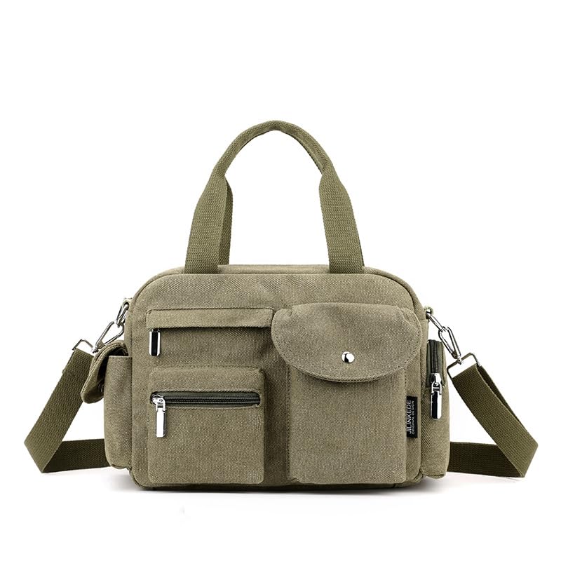 Image of Canvas Tote Bag for Women with Multiple Pockets Handbag Large Crossbody Bag Everything Everyday Bag for Work Daily