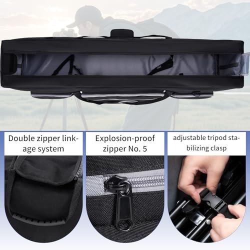 IBVIVIC Tripod Carrying Case, 50.8\" Heavy Duty Tripod Bag with Padded Divider Light Stand Bag Dual Zipper Photo Studio Equipment Large Carrying Bag for Monopods, Mic Stand, Tent Pole, Boom Stands
