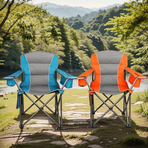 Northroad 2PCS Oversized gepolsterte Campingstuhl, Faltbare Lawn Stuhl w/Cup Holder, Tragetasche für Outdoor-Wandern, Strand, Picknicks, Heavy-Duty 400-lbs Kapazität – Bild 3