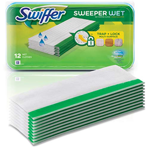 SEWANTA Wet Pads [12 Count] Wet Mopping Cloth Multi Surface Refills - Wet Refills - Traps & Locks Dirt Deep in Cloth, Scrubbing Strip for Toughest Grime. USA Made + Eraser Cleaning pad
