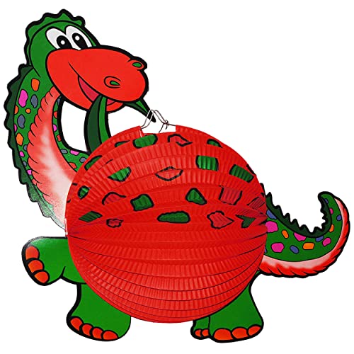 alles-meine.de GmbH 1 Stück: Papier Laterne/Lampion - Dinosaurier Dino - für Kinder Papierlaterne - Laternen Lampions - Bunte Dinos - für Laternenumzug - Mädchen Jungen