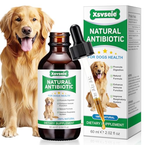 Natürliche Antibiotika für Hunde, 60 ml - Unterstützt bei Allergien und Juckreiz - Antibiotika für Hunde bei Infektionen - Hefepilzinfektion Behandlung für Hunde - Ohrentzündung Hund Multivitamin