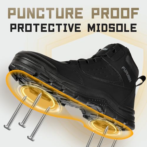 Image of Furuian Steel Toe Boots for Men Women Lightweight Work Boots Pioneer Series | ASTM Certificated Safety Shoes, Width Option, Non Slip Rubber Sole, Comfortable Work Shoes for Construction, Warehouse, Yard