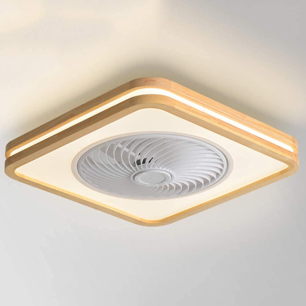 HXYSXHJUO Modern Minimalist Wood Ceiling Fan Light Chlier 32W LED Remote Control & le App Low Profile Adjustable Wind Speed Dimmable Quiet Ventilator Lamp