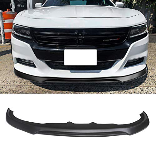 NINTE Front Lip for 2015-2018 Dodge Charger RT GT Enforcer Pursuit 2015-2020 SXT 2015-2017 SE, V2 Style Matte Black PP Front Bumper Lip