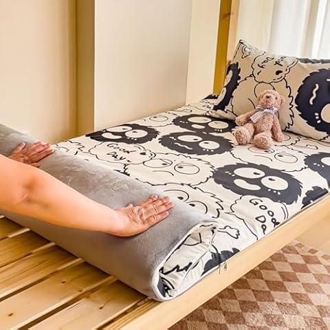 LDLCYCN Twin Size Traditional Japanese Futon Mattress Cover with Zipper Queen Soft Dustproof Mattress Protector Skin-Friendly Futon Floor Mattress Cover Student Dormitory,J,0.9x2m(Twin) Cover