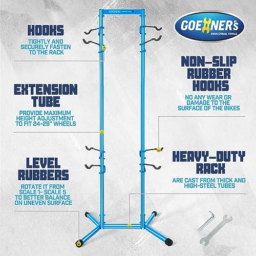 4-Bike-Storage-Rack-GarageMax-240lbs-Freestanding-Gravity-Bicycle-Rack-with-Fully-Adjustable-Arms-Drill-free-Vertical-Bike-Floor-Stand-for-Indoor-Storage-Suitable-for-Any-Bike-Styles