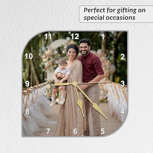Image of Personalized Wall Clock, Premium Acrylic Custom Photo Clock, Unique Home Decor Item for Living Room & Bedroom,12x12 inches, for Gifting Occasions Photo Wall Clock Anniversary, Rakshabandhan Gift