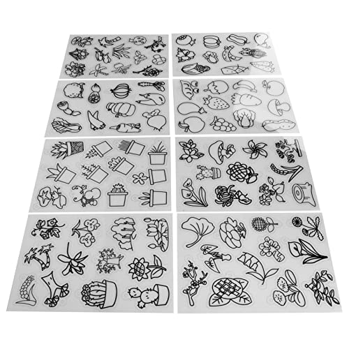 Stylebest Juego de Sábanas Termorretráctiles de 8 Piezas, Patrones Coloridos de Frutas y Verduras, Manualidades DIY para Proyectos Creativos BOP 8 Piezas (Verduras y plantas)
