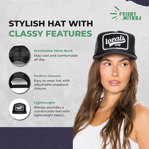 Image of Friday Feelin' Trucker Hat Women Men Baseball Caps American Hats USA Trucker Gift Fitted Cap All Season Festivals - One Size