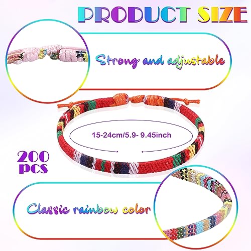 Kigeli 200 Pcs Boho Surfer Bracelets Bulk for Men Women Unisex Handmade Braided Bracelet Adjustable Surfer Ankle Waterproof Beach Bracelet String Rope Jewelry for Adults Teen2