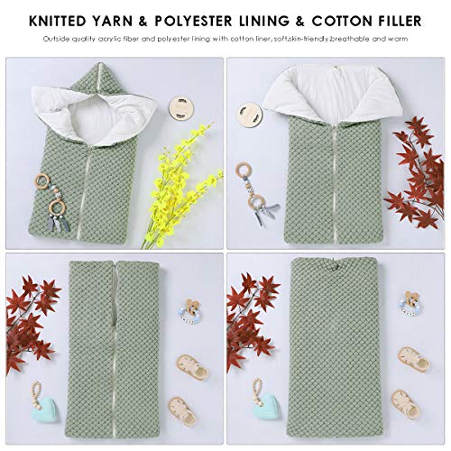 Camidy Babyslaapzak zak, gebreide kinderwagen, wrap, zacht, warm, rits, pasgeborenen, swaddle deken, douche, cadeau voor baby's van 0-12 maanden - Afbeelding 5