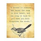 'A Friend Knows the Song In Your Heart'- Inspirational Quotes Wall Art-8 x 10' Typography Wall Print...