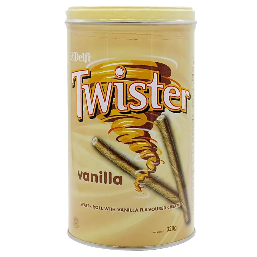 Delfi Twister Wafer Rolls Filled With Delicious Smooth Vanilla Flavoured Cream 320g Tin (B0CS6LFVF4) Amazon Price History, Amazon Price Tracker