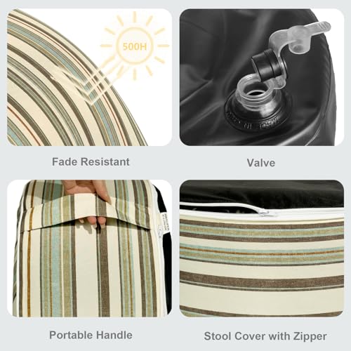 image for LVTXIII Outdoor Inflatable Ottoman, Fade-Resistant Round Footrest Stoo