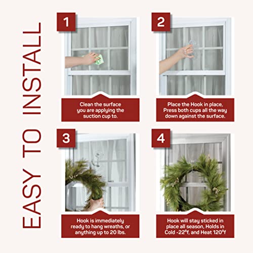 Sewanta Christmas Wreath Hanger For Glass Front Door - Giant Suction Wreath Hanger, Hang Large Or Heavy Wreaths Securely On Glass Doors And Windows Up To 20 Lbs - Heavy Duty Wreath Holders - Usa Made #TOP5