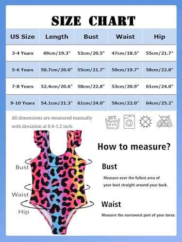 Image of NATUST Girl's Leopard One Piece Swimsuit Ruffle Bathing Suit for Girls Kids Summer Hawaii Beach Bright Swimwear Blue 5-6 Years