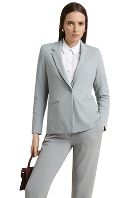 Van Heusen Women's Regular fit Blazer VWKZFRGP076544_Light Grey