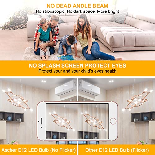 Ascher E12 Candelabra Led Light Bulbs 60 Watt Equivalent, 550 Lumen, Daylight White 5000K, Clear Led Filament Candle Bulbs, Non-Dimmable, Pack Of 5 #TOP6