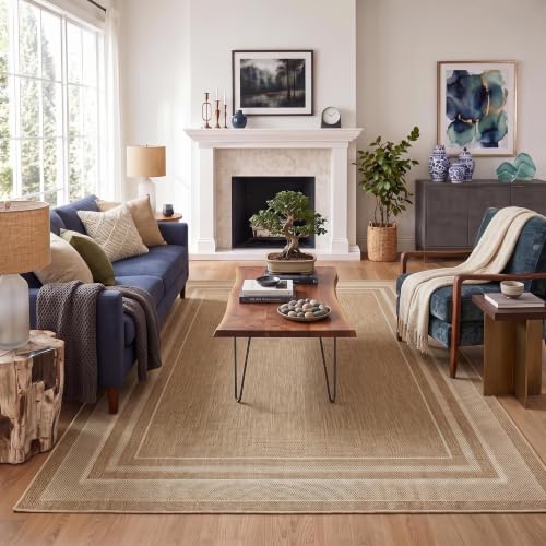 GarveeHome Easy Jute Rugs Neutral 6x9 Washable Living Room Bedroom Rug
