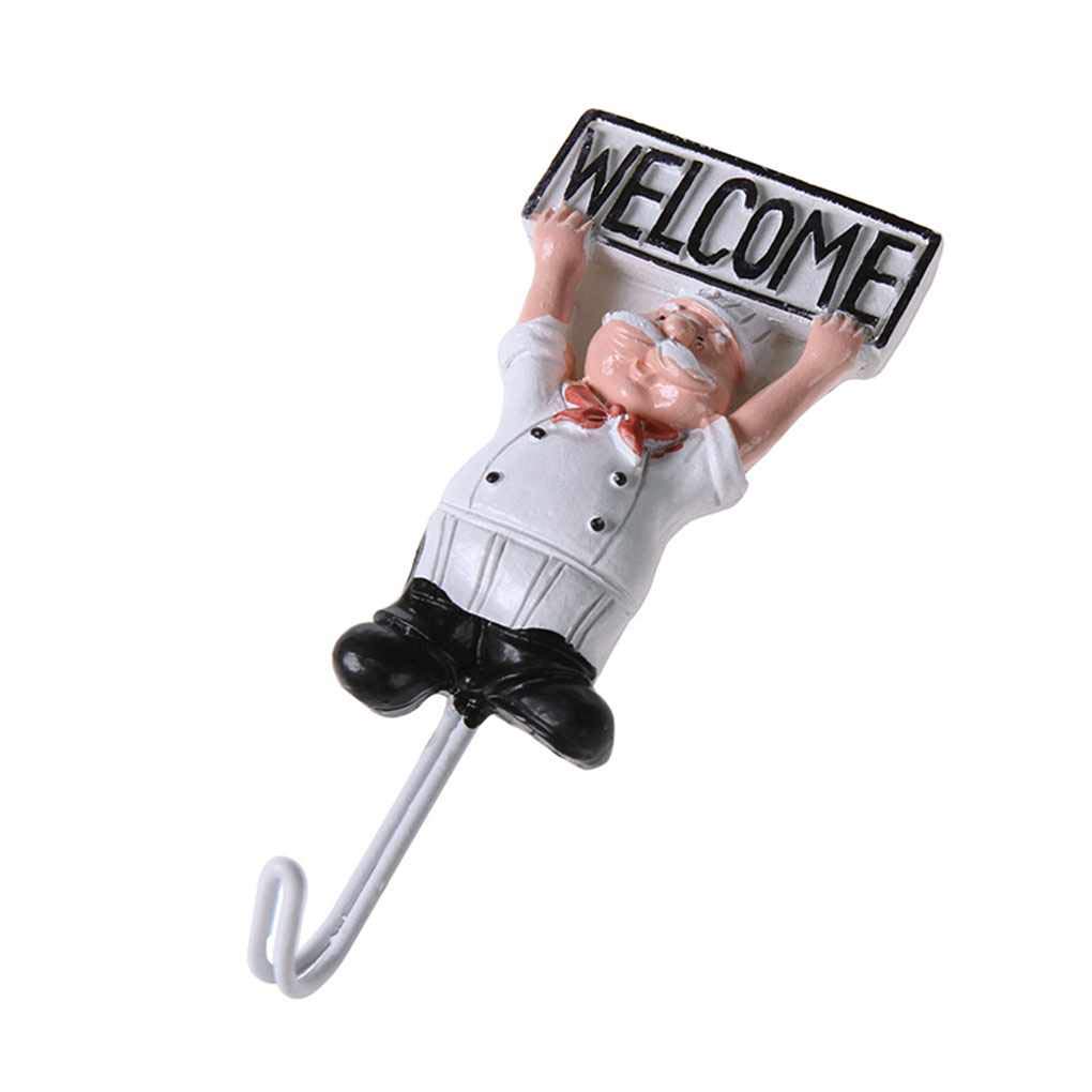 4pcs Chef Cartone Animato in Acciaio Inossidabile Importante Abbigliamento Appendiabiti Cappello Gancio da Cucina in Acciaio Inossidabile Bagno Asciugamano Ganci