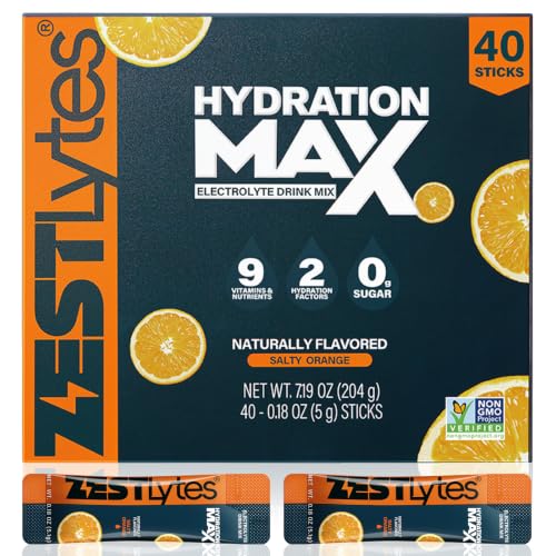 Image of 40 Sticks Salty Orange Sugar Free Electrolyte Hydration Packets High Sodium