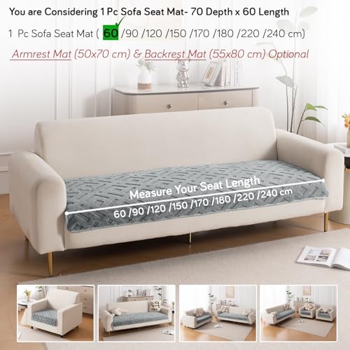 Image of HOKIPO 'Velvet Maze' Premium Anti Slip Sofa Cover Mats for L Shape and 1 /2 /3 Seater Sofa. Make Your Own Sofa Cover Set, 70(D) x 60(L) cm, Dark Grey (AR-5903-DGRY)