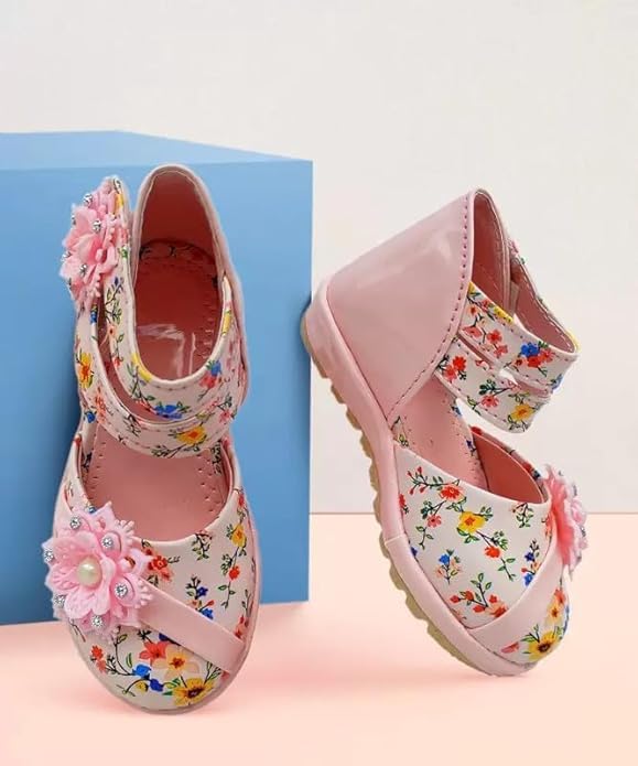 Fut Fettoe Girls Printed Ballerinas Floral Sling Back Belly Sandal Casual Party Footwear 3 51aR VM7tSL