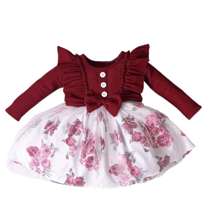 OMLI Baby Girl Dress | Toddler Dress | Long Sleeve Infant Casual Dress | Ruffle Print Clothes (Multicolor)…