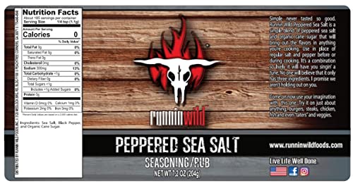 Image of Salt and Pepper Seasoning - Coarse 10 Mesh Cracked Black Pepper & Sea Salt Blend | Bold Texture All-Purpose Spice Rub | Runnin' Wild Foods, 7.2 oz