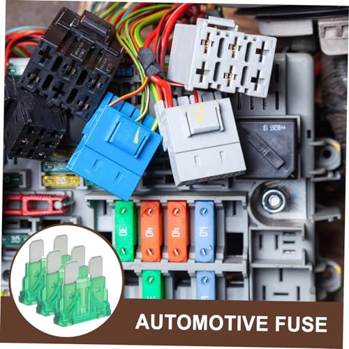Kit de 60 fusibles estándar para automóvil, RV, camiones y embarcaciones, color verde, 30 A, 32 V, material zinc miniatura 6