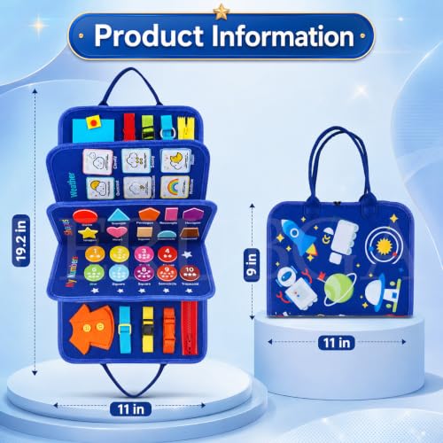 Image of 12 in 1 Toddler Busy Binder Learning Educational Board for Kids Sensory Board Preschool Education Learning Fine Motor Skills Montessori Busy Board Educational Busy Book for Learning