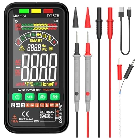 Mastfuyi Multimeter Digital, Rechargeable Electrical Tester, NCV Intelligent Multi Tester, TRMS 6000, Overload Protection, Auto-ranging, Voltage, Current, Capacitance, Continuity, Frequency,Resistance Cover