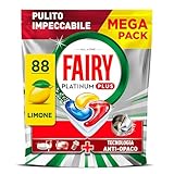 Fairy Platinum Detersivo Pastiglie Lavastoviglie Plus, Brillantante, 88 Capsule, Limone, Tecnologia Anti-Opaco, Contro Il Grasso e le Incrostazioni Ostinate Anche Nei Cicli Brevi