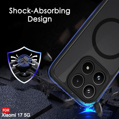 Image of TheGiftKart Hybrid Shockproof Back Cover Case for Xiaomi 17 5G Compatible with MagSafe | Hard Back Cover Case for Xiaomi 17 5G (PC & TPU, Translucent Smoke Matte Back, Black Sides)