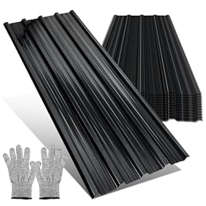 Monucep 48X Trapezblech 129×46cm – 28m²,Wellblechplatten für Dach 0,25mm, Verzinktes Stahl Profilblech für Gerätehaus, Carport & Gewächshaus – Anthrazit, Schnittschutzhandschuhe