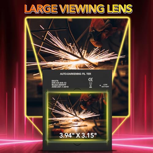 Image of TRQWH Welding Helmet Auto Darkening Large Viewing True Color Solar Powered Welding Mask with 4 Arc Sensor Adjustable Wide Shade Range 4~5-8 /9-13 Welder Mask with Grinding