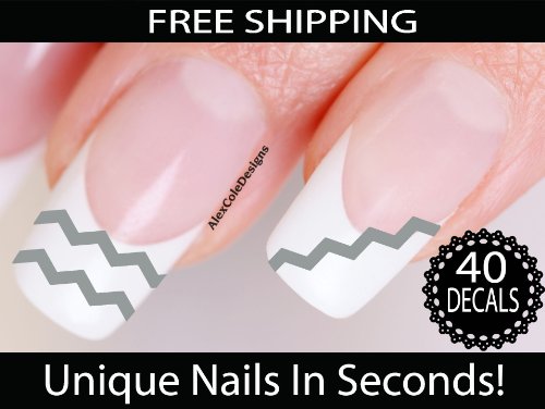 Chevron Nail Stickers - Chevron Nail Art (Light Grey)